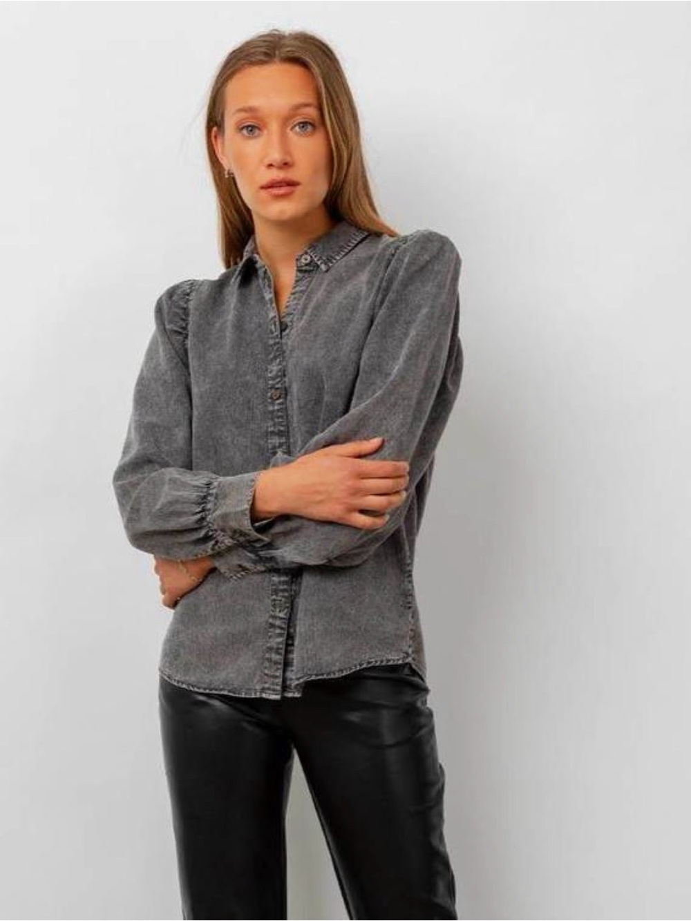 RAILS Black Acid Wash Long Sleeve Boho Blouse Size Large - Picture 4 of 9